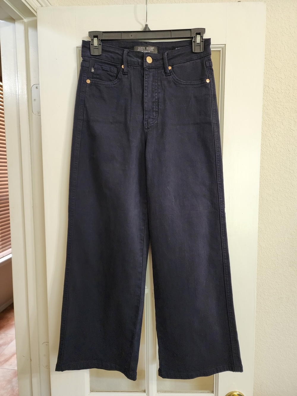 Judy Blue JB88807 Dark Navy Garment Dyed Wide Leg Crop Jeans Size 1/25